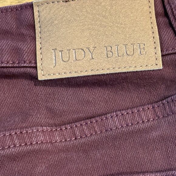 Judy Blue Jeans Womens 13/31 Oxblood High Waist Tummy Control Wide Crop Stretch - Picture 5 of 9